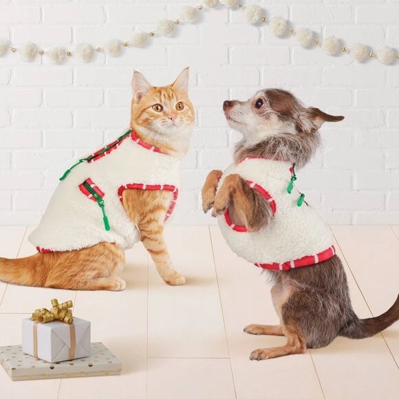 Wondershop Other - Faux Shearling Zipper with Trim Fleece Dog Vest Wondershop Cream Size Small NEW